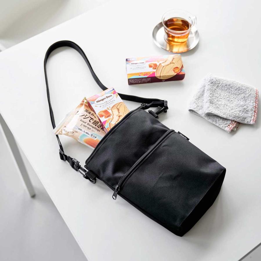 ミニエコバッグ tower タワー コンビニちょい買い保冷＆保温バッグ 保冷剤ポケット 保冷保温 ショルダー 山崎実業 正規品 10166 ブラック | tower