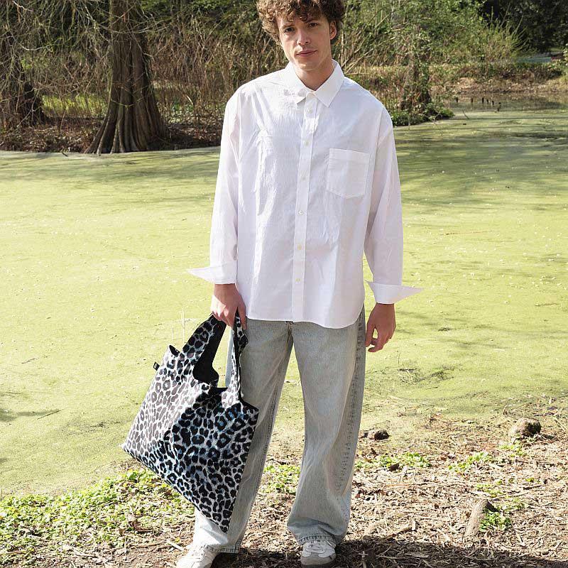 折りたたみトート エコバッグ LOQI 正規品 Recycled Bag 撥水加工 ポーチセット 大きめ ローキー ヒョウ柄 レオパード / トワイライト | LOQI | 01