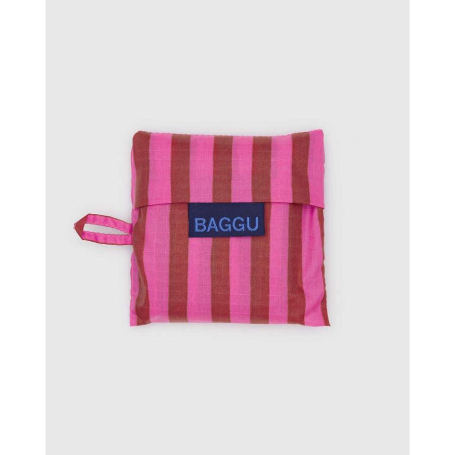 エコバッグ BAGGU バグゥ 2025新作夏 ベビーバグゥ バグー ポーチ付き レジ袋型 小さめ 折りたたみ バグー 正規品 ピンク＆レッドペイントストライプ | BAGGU | 02