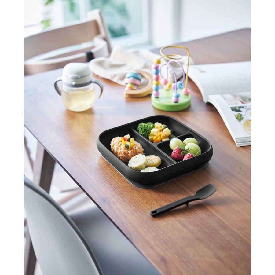 ベビー食器 tower タワー 吸盤付きシリコーンベビーフードトレー シリコン製 赤ちゃん 乳幼児 山崎実業 正規品 10050 ブラック | tower | 02