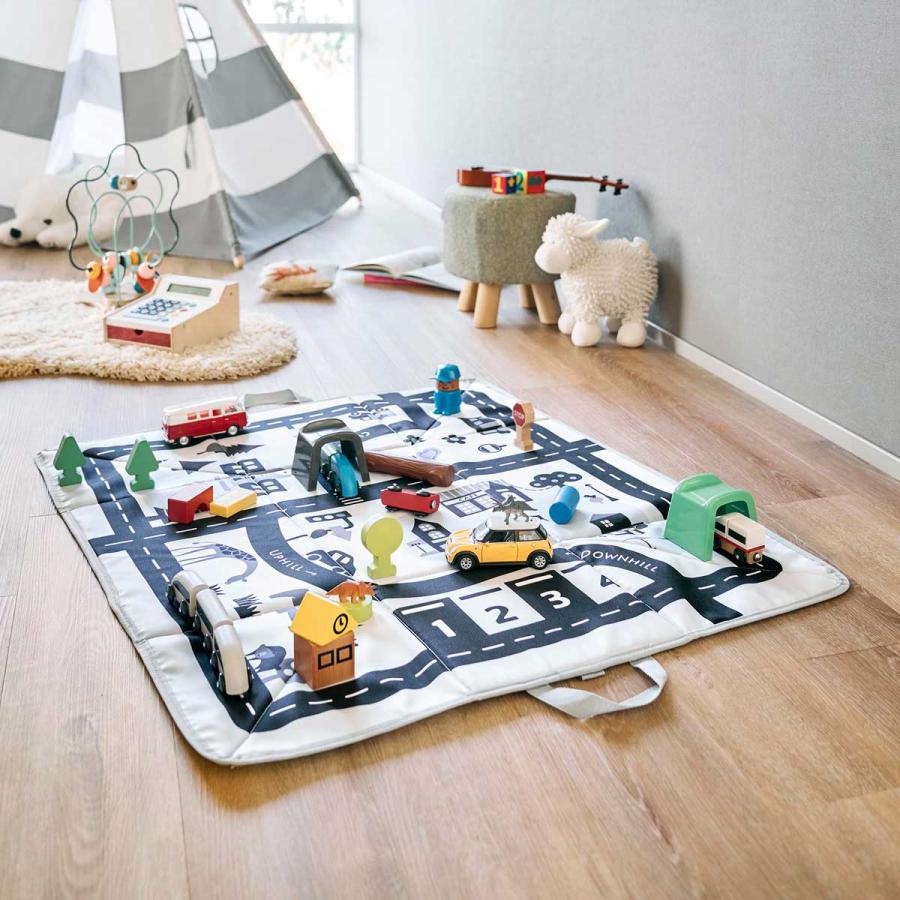 おもちゃ箱 tower タワー プレイマットにもなるおもちゃ収納 プレイマット 折りたたみ おもちゃ収納 山崎実業 正規品 10169 ライトグレー | tower