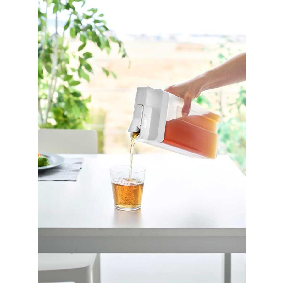 冷水ポット tower タワー 倒して置けてそのまま注げる冷水筒 2.2L 大容量 ドアポケット対応 スリム 冷水筒 麦茶ポット 山崎実業 正規品 10029 ホワイト | tower | 04