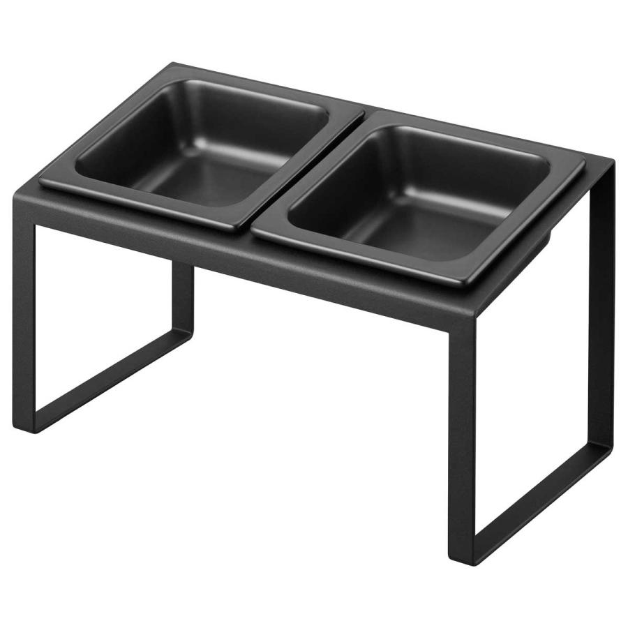 ペットフードボウル nooks ヌークス ペットフードボウルスタンドセット 斜めハイタイプ 犬猫用 ウォーターボウル ペット用品 山崎実業 正規品 10038 ブラック | 山崎実業 | 01