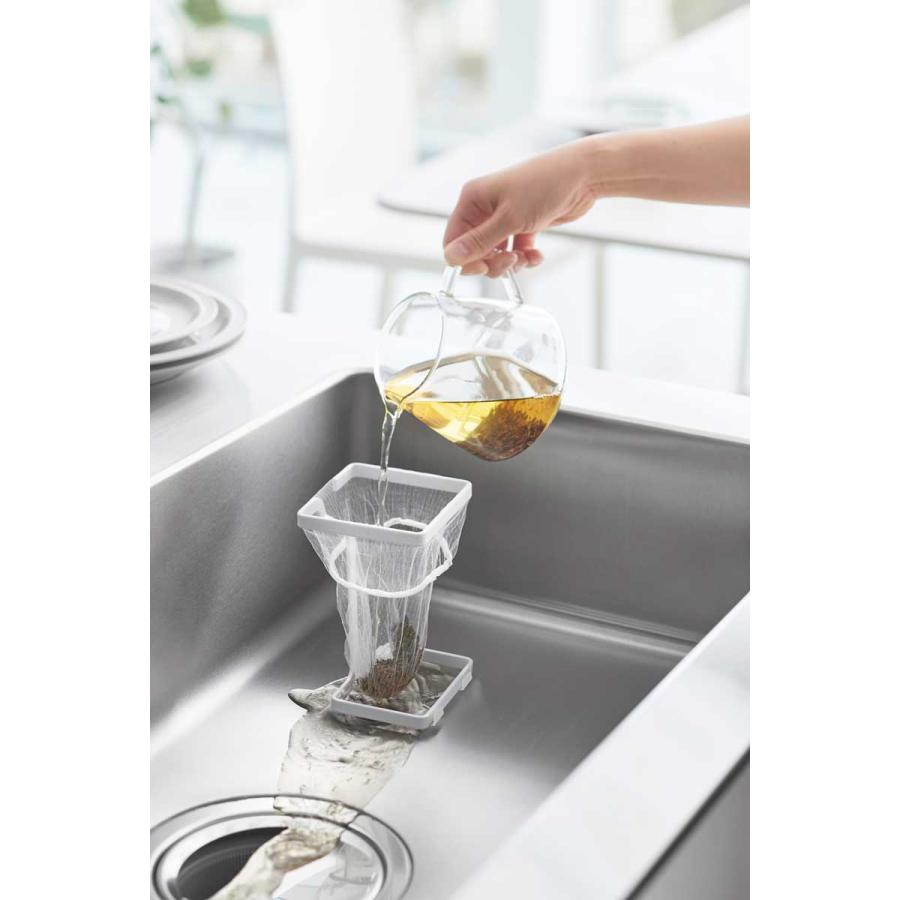 水切りネット用ホルダー tower タワー コーナーに置ける水切りネットホルダー スクエア スリム コンパクト 三角コーナー 山崎実業 正規品 10205 ホワイト | tower | 04