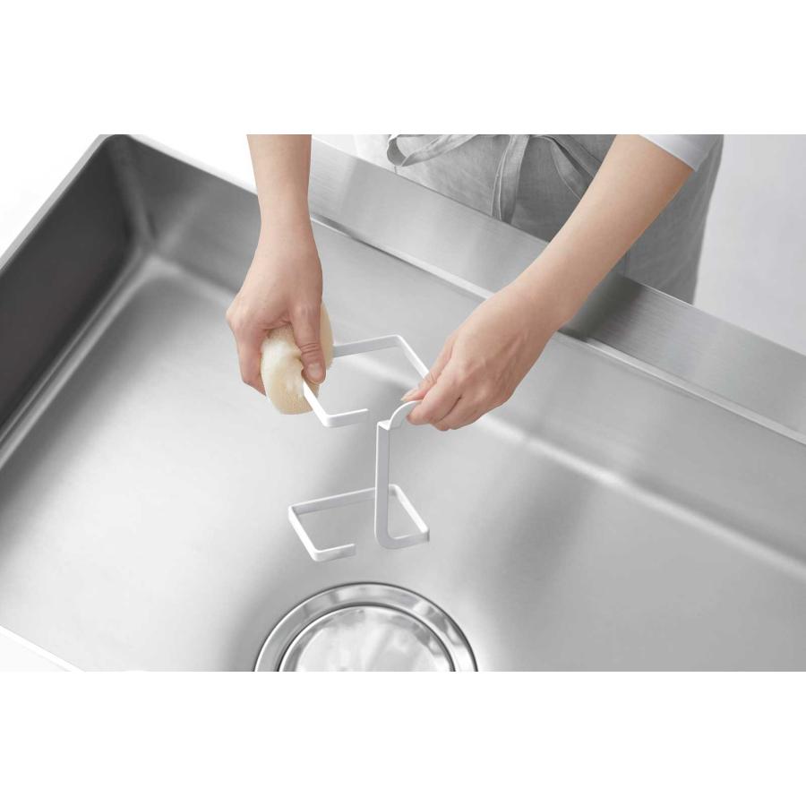 水切りネット用ホルダー tower タワー コーナーに置ける水切りネットホルダー スクエア スリム コンパクト 三角コーナー 山崎実業 正規品 10205 ホワイト | tower | 07