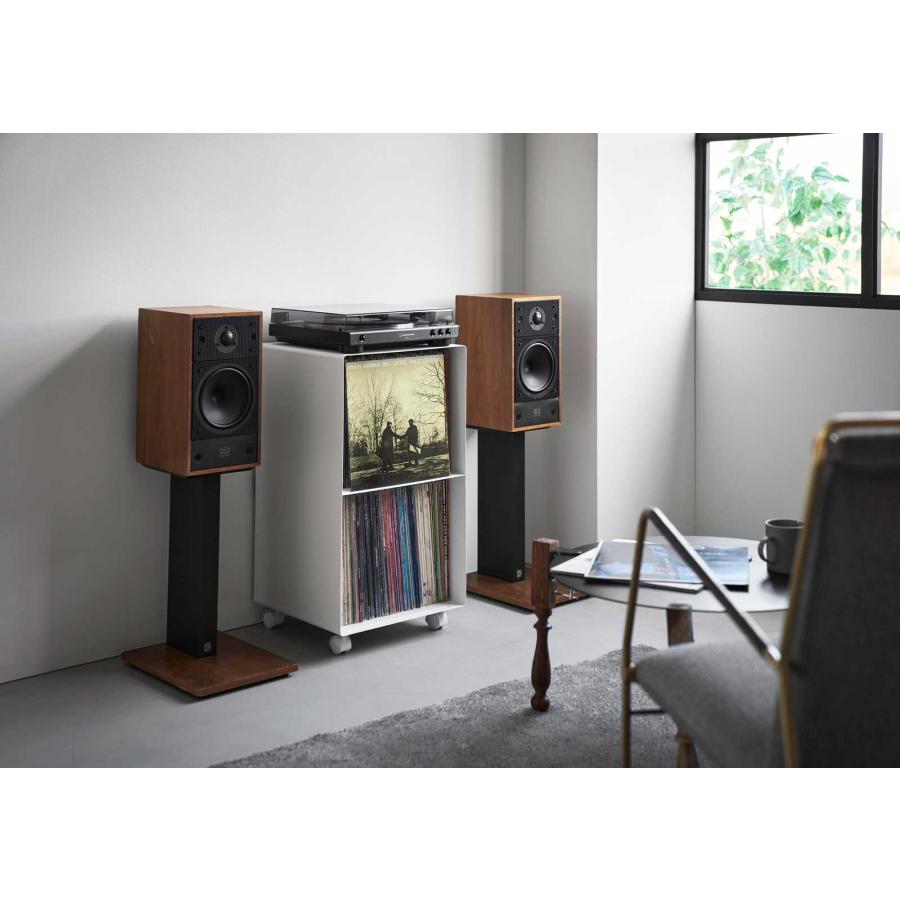 レコード収納 tower タワー レコードラック キャスター付き 2段 スチール製 レコードボックス 山崎実業 正規品 10229 ホワイトの画像