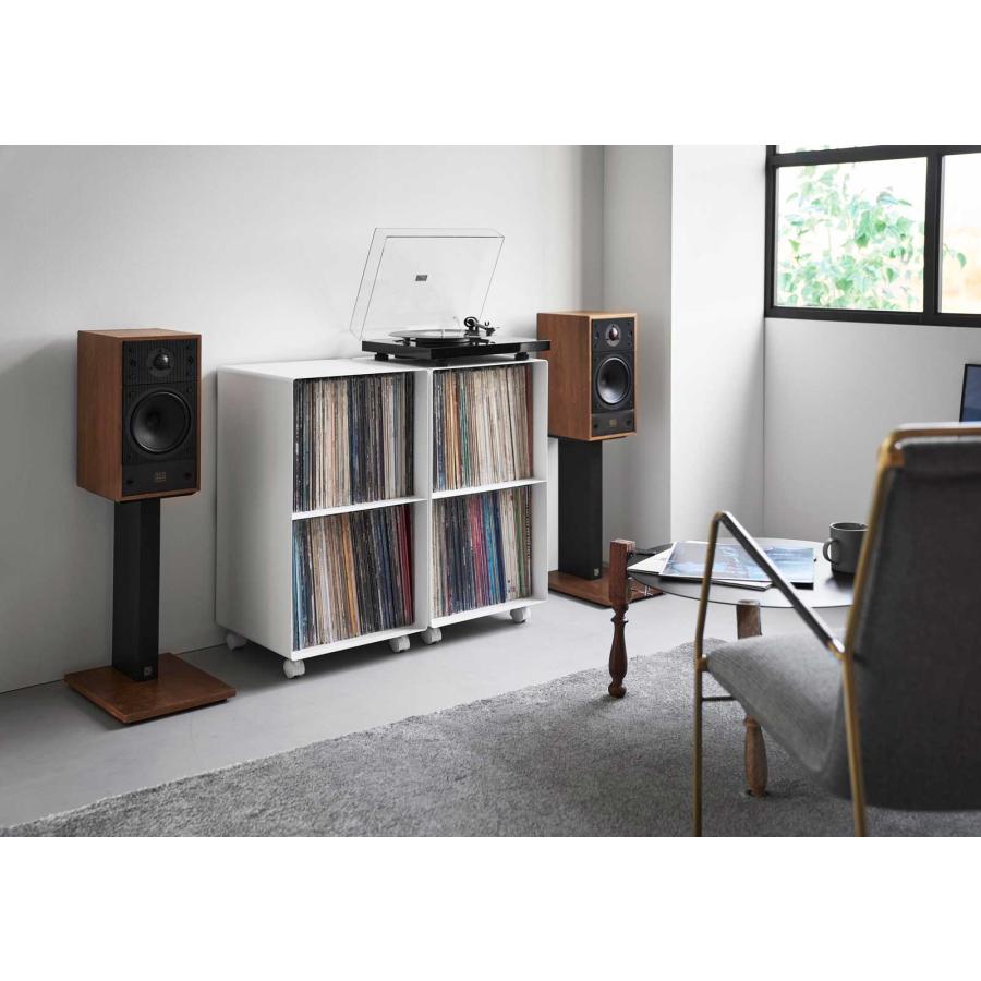 レコード収納 tower タワー レコードラック キャスター付き 2段 スチール製 レコードボックス 山崎実業 正規品 10229 ホワイトの画像