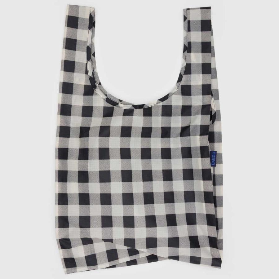 2025新作 エコバッグ BAGGU バグゥ 2025FA スタンダードバグゥ バグ− 収納ポーチ レジ袋型 大きめ 折りたたみ バグー 正規品 ブラック x ホワイトチェック | BAGGU