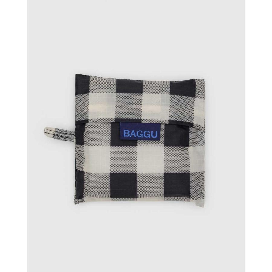 2025新作 エコバッグ BAGGU バグゥ 2025FA スタンダードバグゥ バグ− 収納ポーチ レジ袋型 大きめ 折りたたみ バグー 正規品 ブラック x ホワイトチェック | BAGGU | 02