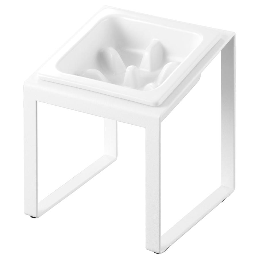 ペットフードボウル nooks ヌークス 早食い防止ペットフードボウルスタンド 斜めハイタイプ 陶器 犬猫用 ペット用品 山崎実業 正規品 10239 ホワイト | 山崎実業 | 01