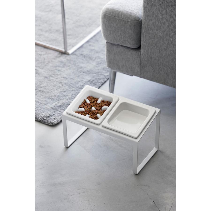 ペットフードボウル nooks ヌークス 早食い防止ペットフードボウルスタンドセット 斜めハイタイプ 陶器  犬猫用 ペット用品 山崎実業 正規品 10241 ホワイト | 山崎実業 | 03
