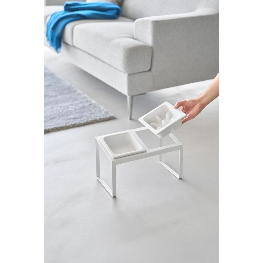 ペットフードボウル nooks ヌークス 早食い防止ペットフードボウルスタンドセット 斜めハイタイプ 陶器  犬猫用 ペット用品 山崎実業 正規品 10241 ホワイト | 山崎実業 | 07