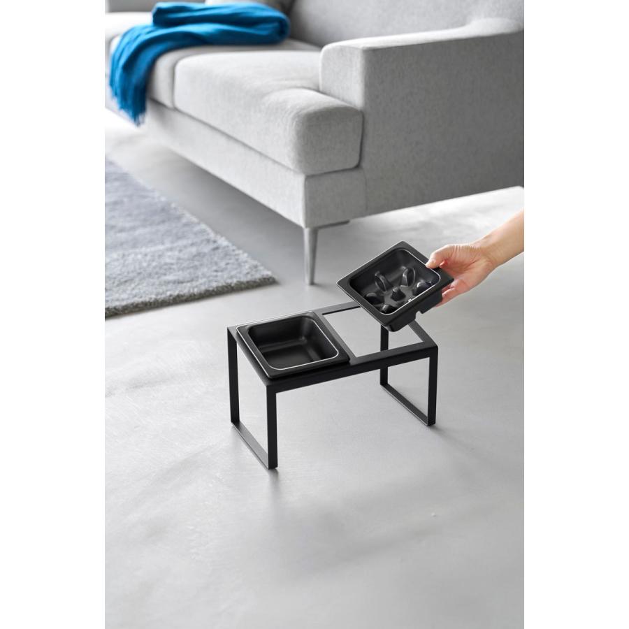 ペットフードボウル nooks ヌークス 早食い防止ペットフードボウルスタンドセット 斜めハイタイプ 陶器  犬猫用 ペット用品 山崎実業 正規品 10242 ブラック | 山崎実業 | 07