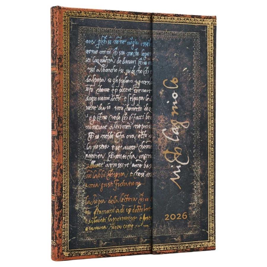 スケジュール帳 paperblanks ペーパーブランクス MIDI ハードカバー 2026年版 ダイアリー 日本語版 手帳 正規品 ミケランジェロ Handwriting 「手跡」 | paperblanks