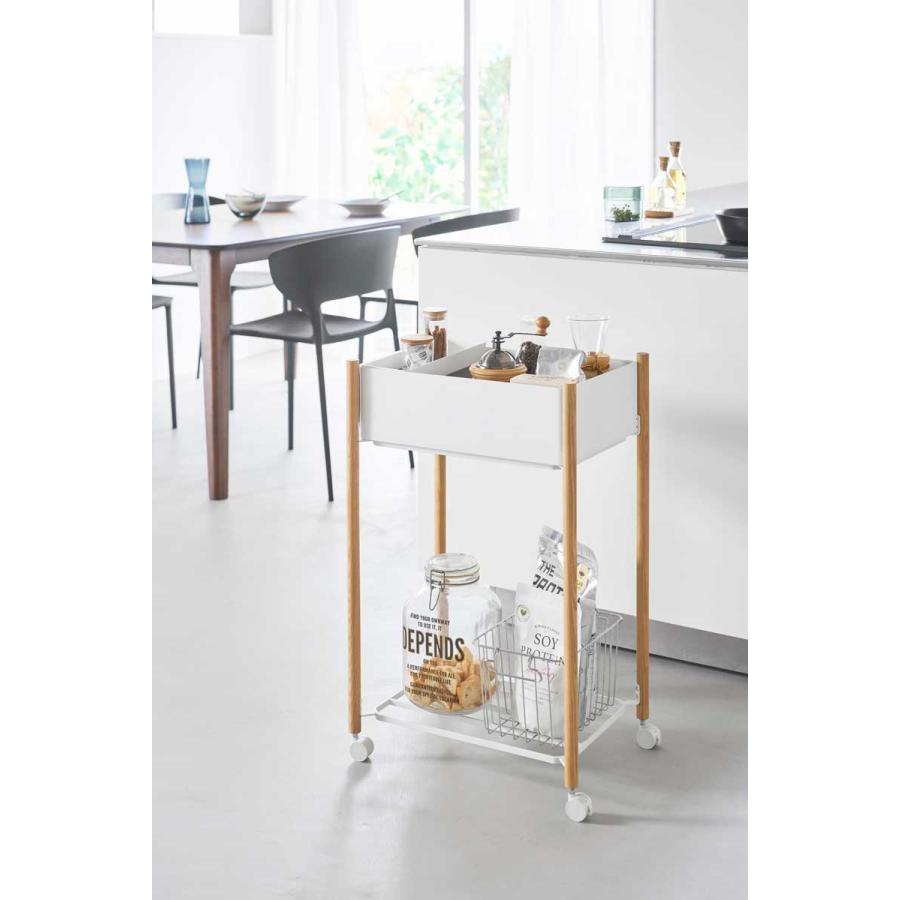 収納ワゴン RIN リン 小物トレー付き下段が棚の収納ワゴン 2段 トレー付き コンパクト キャスター付き 山崎実業 正規品 10182 ナチュラル |  | 04