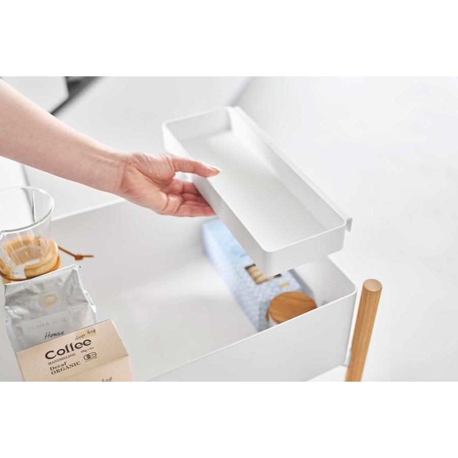 収納ワゴン RIN リン 小物トレー付き下段が棚の収納ワゴン 2段 トレー付き コンパクト キャスター付き 山崎実業 正規品 10182 ナチュラル |  | 05