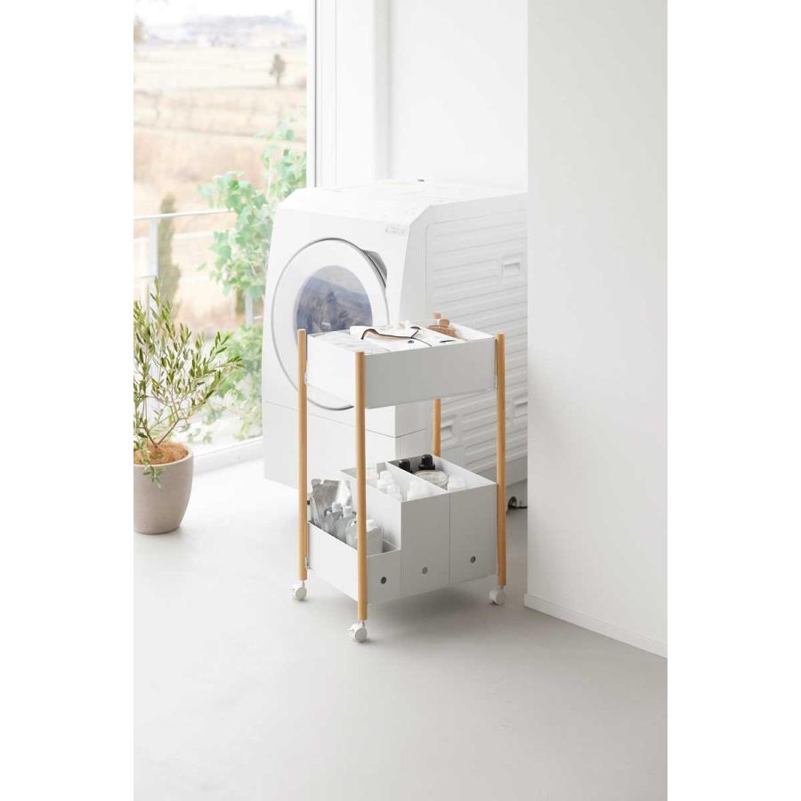 収納ワゴン RIN リン 小物トレー付き下段が棚の収納ワゴン 2段 トレー付き コンパクト キャスター付き 山崎実業 正規品 10182 ナチュラル |  | 06