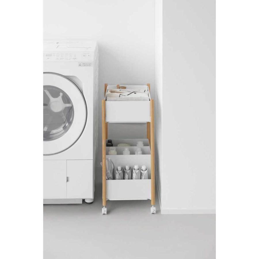 収納ワゴン RIN リン 小物トレー付き下段が棚の収納ワゴン 2段 トレー付き コンパクト キャスター付き 山崎実業 正規品 10182 ナチュラル |  | 07