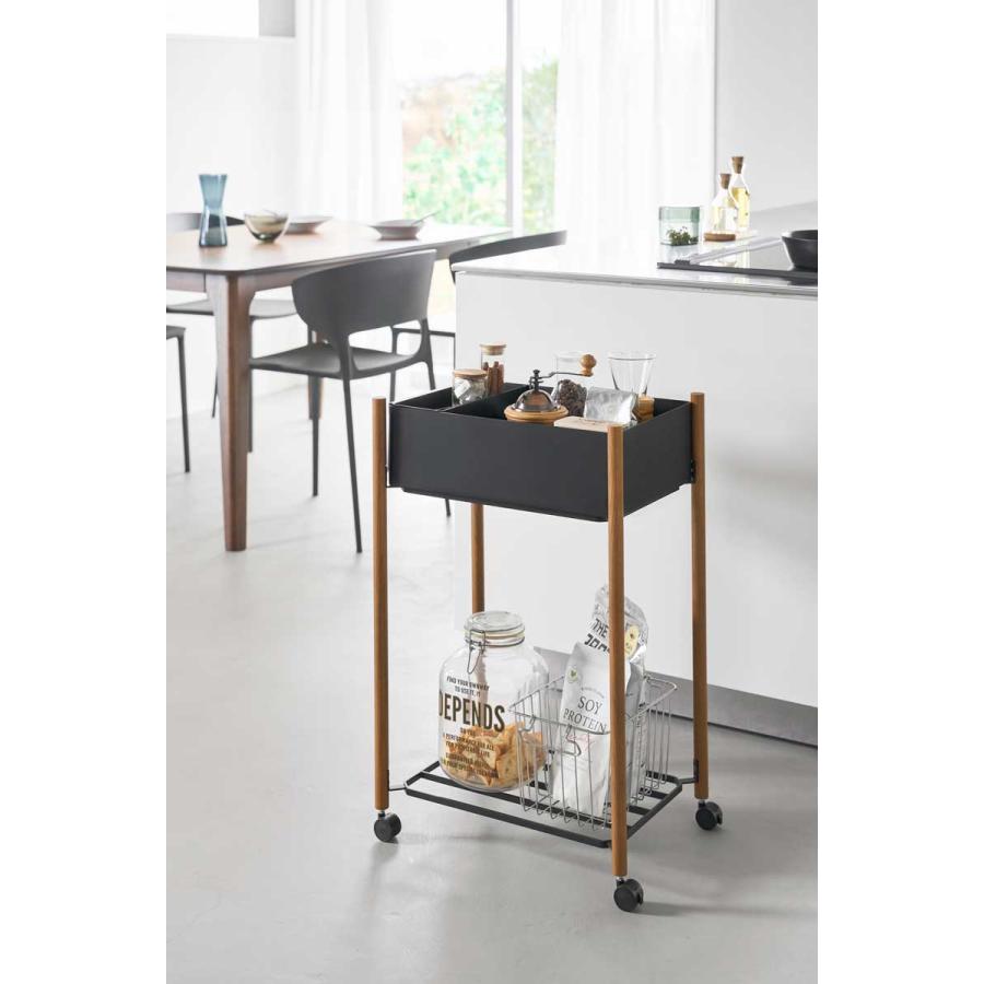 収納ワゴン RIN リン 小物トレー付き下段が棚の収納ワゴン 2段 トレー付き コンパクト キャスター付き 山崎実業 正規品 10181 ブラウン |  | 04