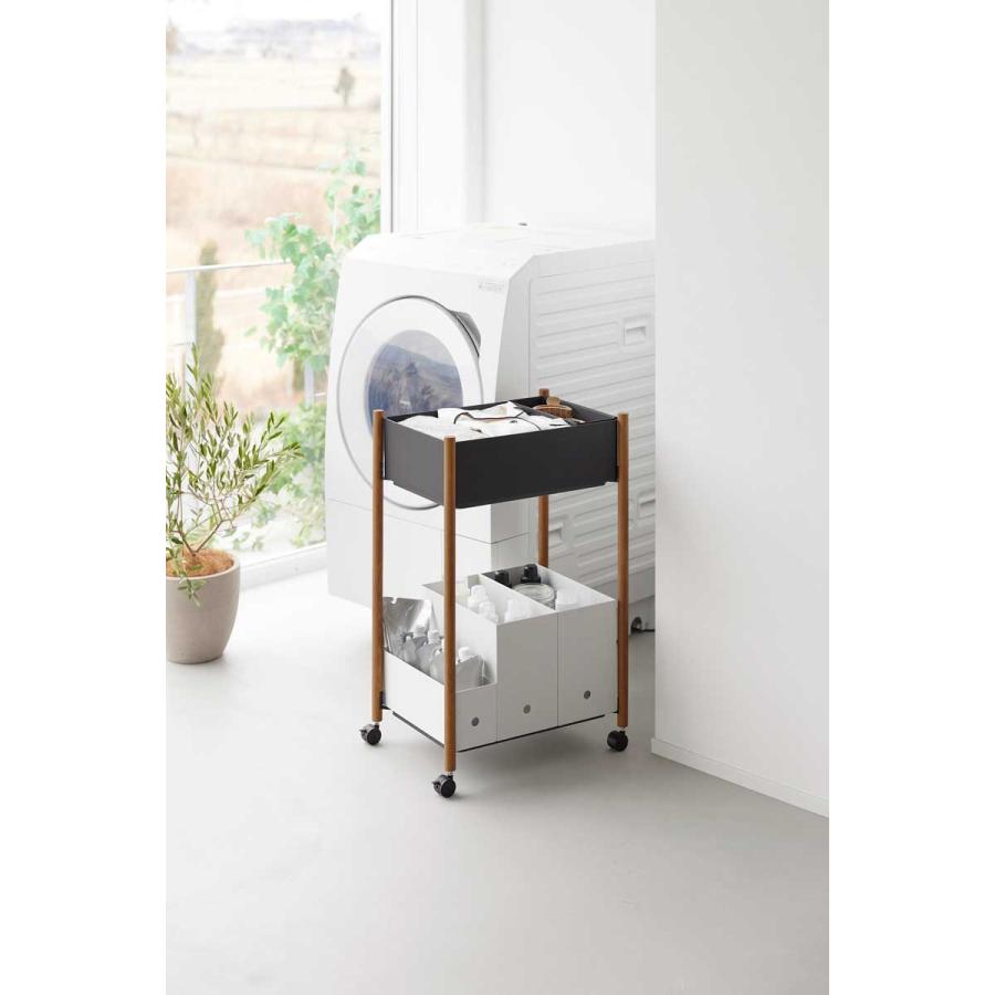 収納ワゴン RIN リン 小物トレー付き下段が棚の収納ワゴン 2段 トレー付き コンパクト キャスター付き 山崎実業 正規品 10181 ブラウン |  | 06