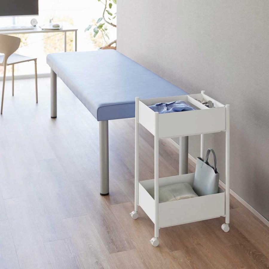 収納ワゴン tower タワー 小物トレー付き収納ワゴン 2段 トレー付き コンパクト キャスター付き 山崎実業 正規品 10183 ホワイト | tower