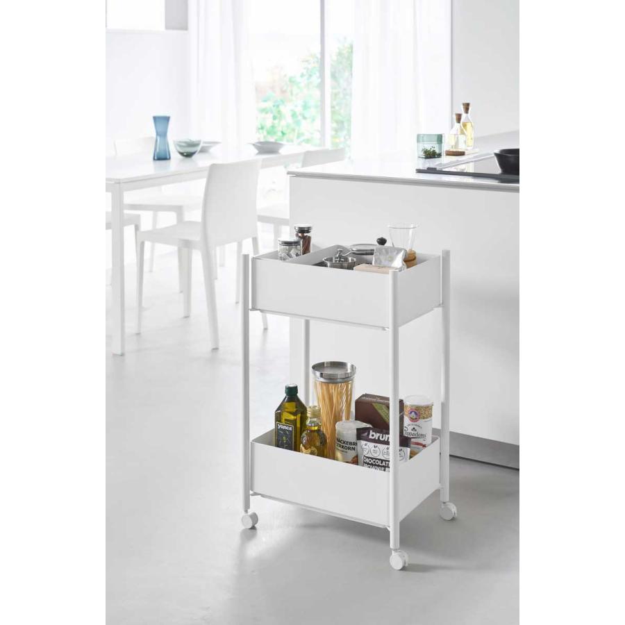 収納ワゴン tower タワー 小物トレー付き収納ワゴン 2段 トレー付き コンパクト キャスター付き 山崎実業 正規品 10183 ホワイト | tower | 04