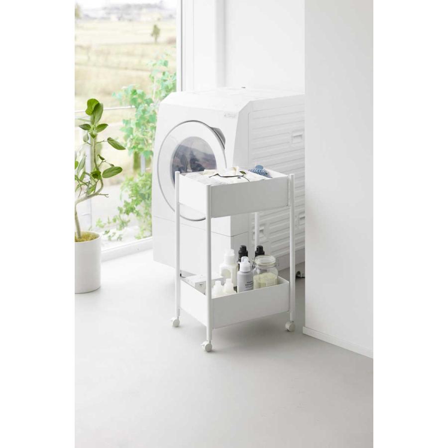 収納ワゴン tower タワー 小物トレー付き収納ワゴン 2段 トレー付き コンパクト キャスター付き 山崎実業 正規品 10183 ホワイト | tower | 06