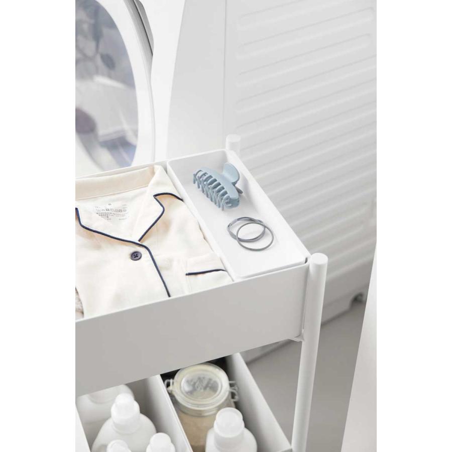 収納ワゴン tower タワー 小物トレー付き収納ワゴン 2段 トレー付き コンパクト キャスター付き 山崎実業 正規品 10183 ホワイト | tower | 07