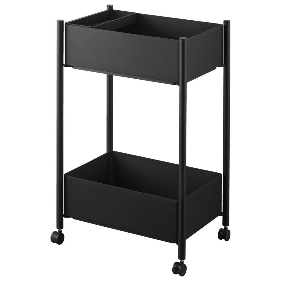 収納ワゴン tower タワー 小物トレー付き収納ワゴン 2段 トレー付き コンパクト キャスター付き 山崎実業 正規品 10184 ブラック | tower | 01