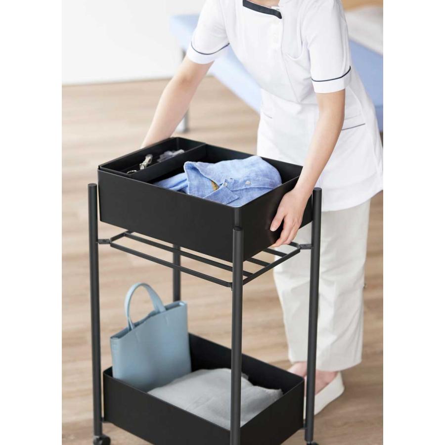収納ワゴン tower タワー 小物トレー付き収納ワゴン 2段 トレー付き コンパクト キャスター付き 山崎実業 正規品 10184 ブラック | tower | 03