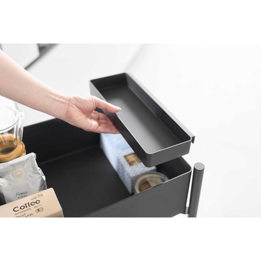 収納ワゴン tower タワー 小物トレー付き収納ワゴン 2段 トレー付き コンパクト キャスター付き 山崎実業 正規品 10184 ブラック | tower | 05