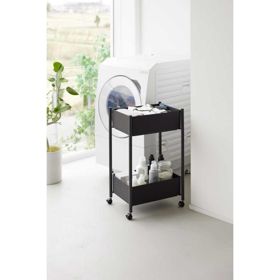 収納ワゴン tower タワー 小物トレー付き収納ワゴン 2段 トレー付き コンパクト キャスター付き 山崎実業 正規品 10184 ブラック | tower | 06