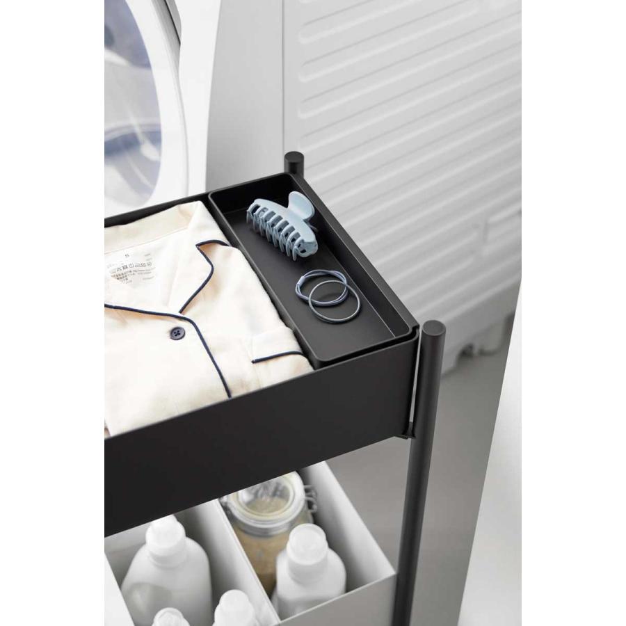 収納ワゴン tower タワー 小物トレー付き収納ワゴン 2段 トレー付き コンパクト キャスター付き 山崎実業 正規品 10184 ブラック | tower | 07