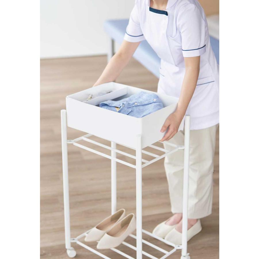 収納ワゴン tower タワー 小物トレー付き下段が棚の収納ワゴン 2段 トレー付き コンパクト キャスター付き 山崎実業 正規品 10185 ホワイト | tower | 03