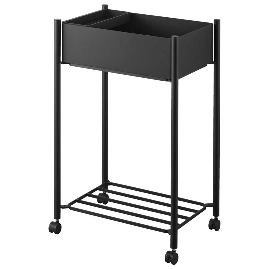 収納ワゴン tower タワー 小物トレー付き下段が棚の収納ワゴン 2段 トレー付き コンパクト キャスター付き 山崎実業 正規品 10186 ブラック | tower | 01