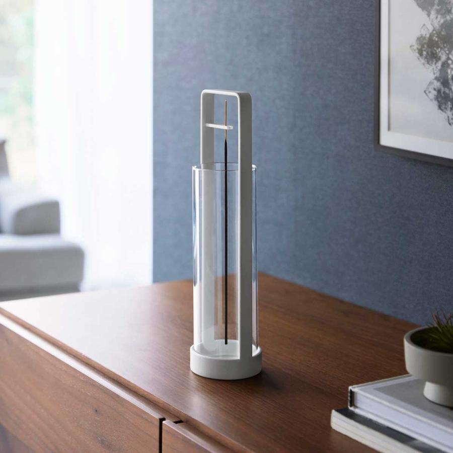 お香立て tower タワー お香スタンド 灰飛び防止カバー付き 吊り下げ式 香立 香台 香皿 山崎実業 正規品 10013 ホワイト | tower