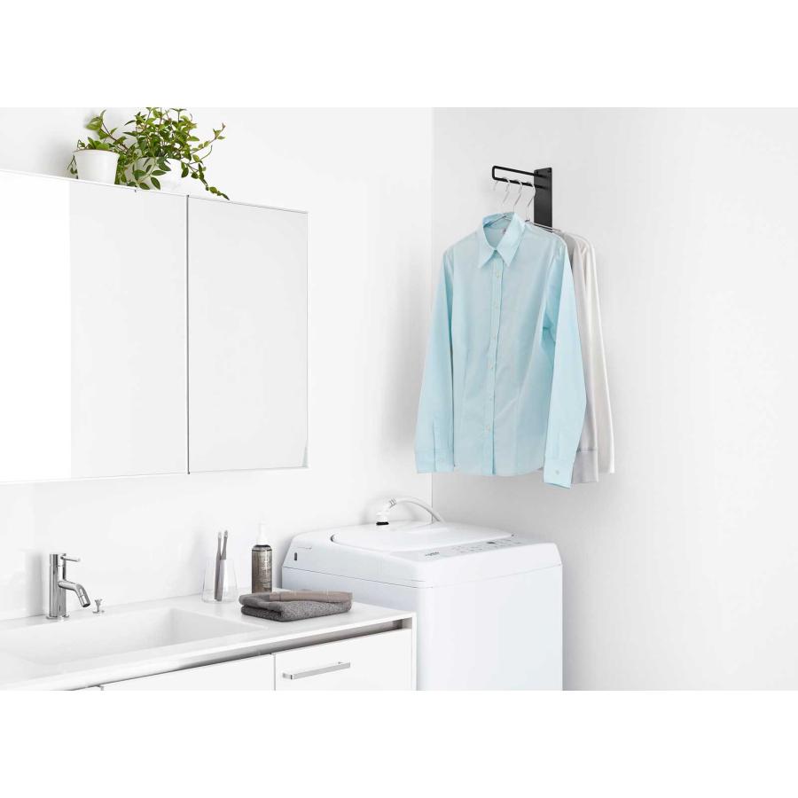 ハンガーフック tower タワー 壁付けちょい干しハンガー 壁付け 壁掛け スリム コンパクト 室内干し 山崎実業 正規品 10388 ブラック | tower | 02