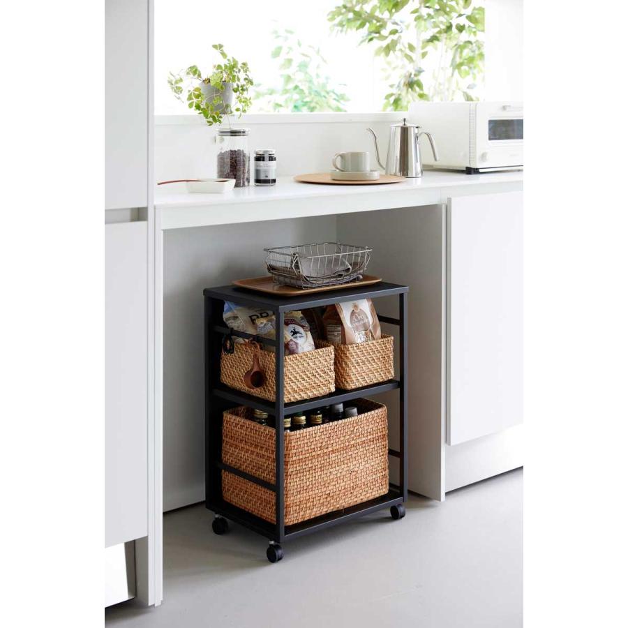 収納ワゴン tower タワー 目隠しワゴン 天板付き キャスター スリム 隙間収納 キャスター付き 山崎実業 正規品 8467 ブラック | tower | 03