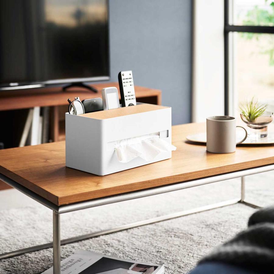 ティッシュケース RIN リン 厚型対応ティッシュケース&リモコンスタンド リモコンスタンド 天然木 ティッシュカバー 山崎実業 正規品 10415 ナチュラル | 