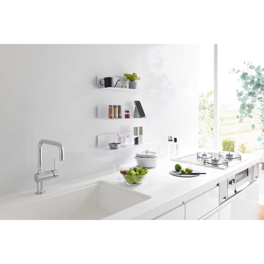 キッチン棚 tower タワー フィルムフックキッチン棚 ワイド 大きめ 壁付け 壁掛け ウォールラック 棚板 山崎実業 正規品 10410 ホワイト | tower | 05