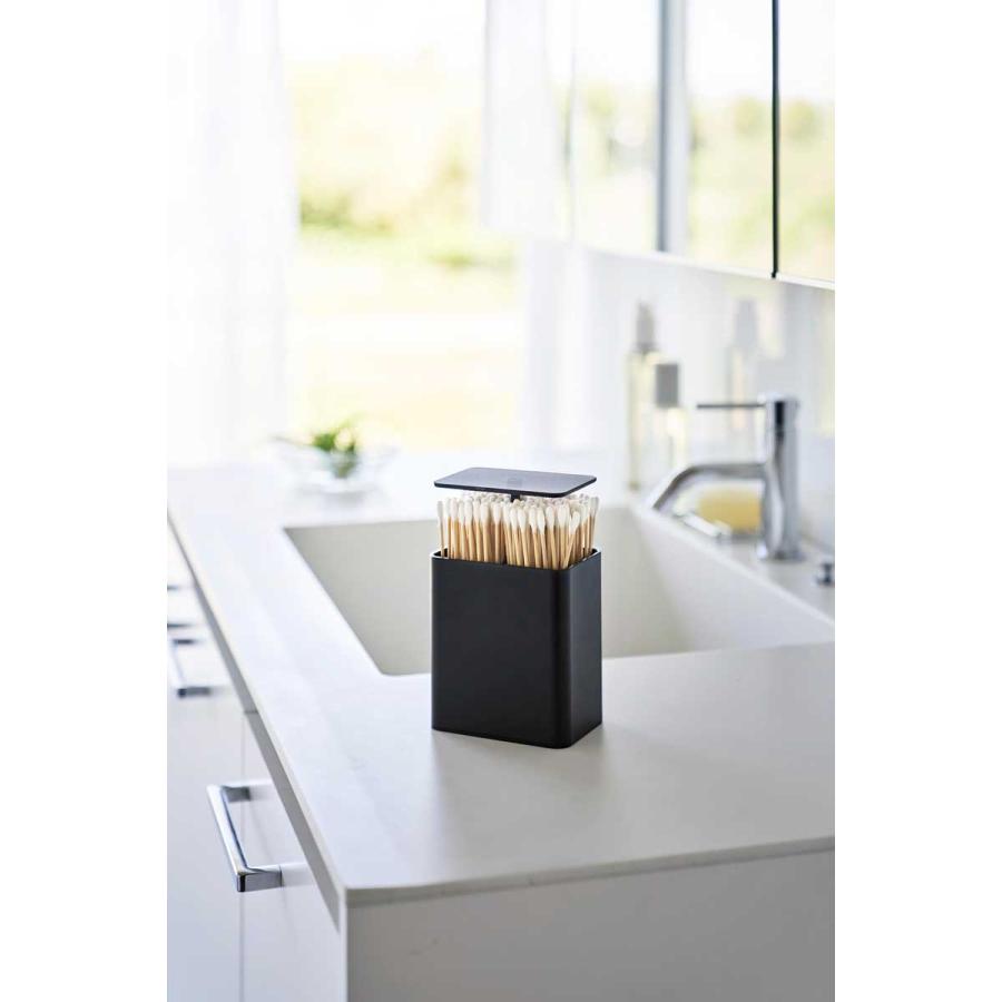 綿棒ケース tower タワー ポップアップ式綿棒ケース 仕切り付き ケア用品 ケア用品 山崎実業 正規品 10285 ブラック | tower | 02