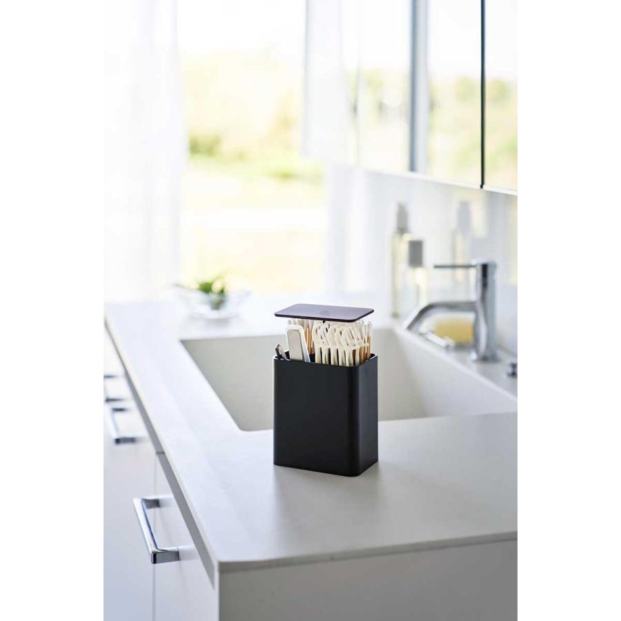 綿棒ケース tower タワー ポップアップ式綿棒ケース 仕切り付き ケア用品 ケア用品 山崎実業 正規品 10285 ブラック | tower | 03