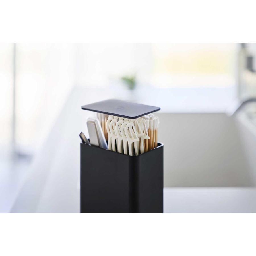 綿棒ケース tower タワー ポップアップ式綿棒ケース 仕切り付き ケア用品 ケア用品 山崎実業 正規品 10285 ブラック | tower | 05