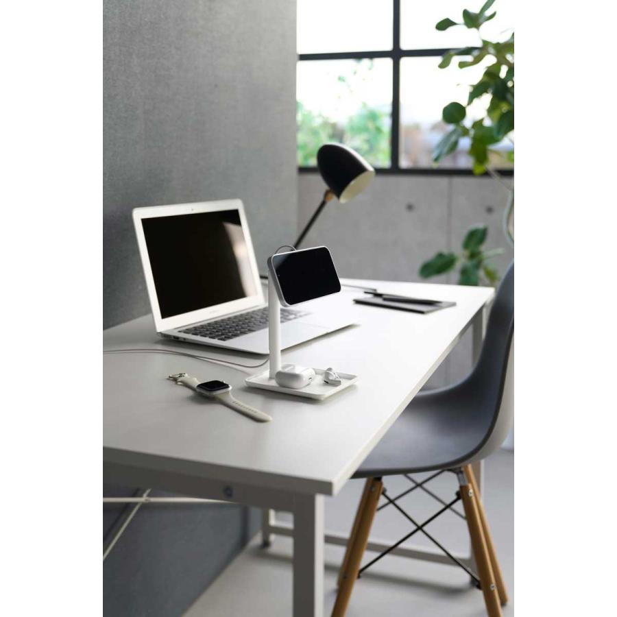 スマホスタンド tower タワー トレー付きスマートフォン充電スタンド マグネット式ワイヤレス充電器用 スマートフォン用スタンド 山崎実業 10088 ホワイト | tower | 03