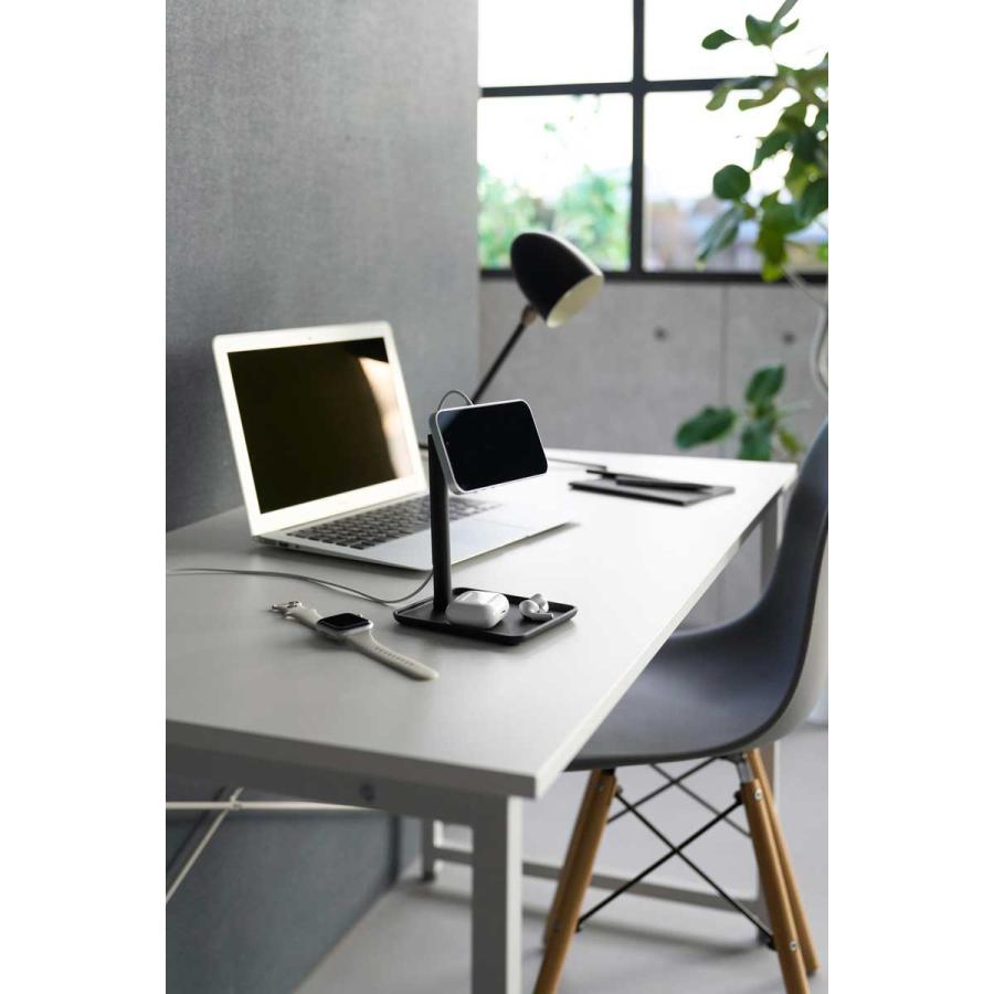 スマホスタンド tower タワー トレー付きスマートフォン充電スタンド マグネット式ワイヤレス充電器用 スマートフォン用スタンド 山崎実業 10089 ブラック | tower | 03