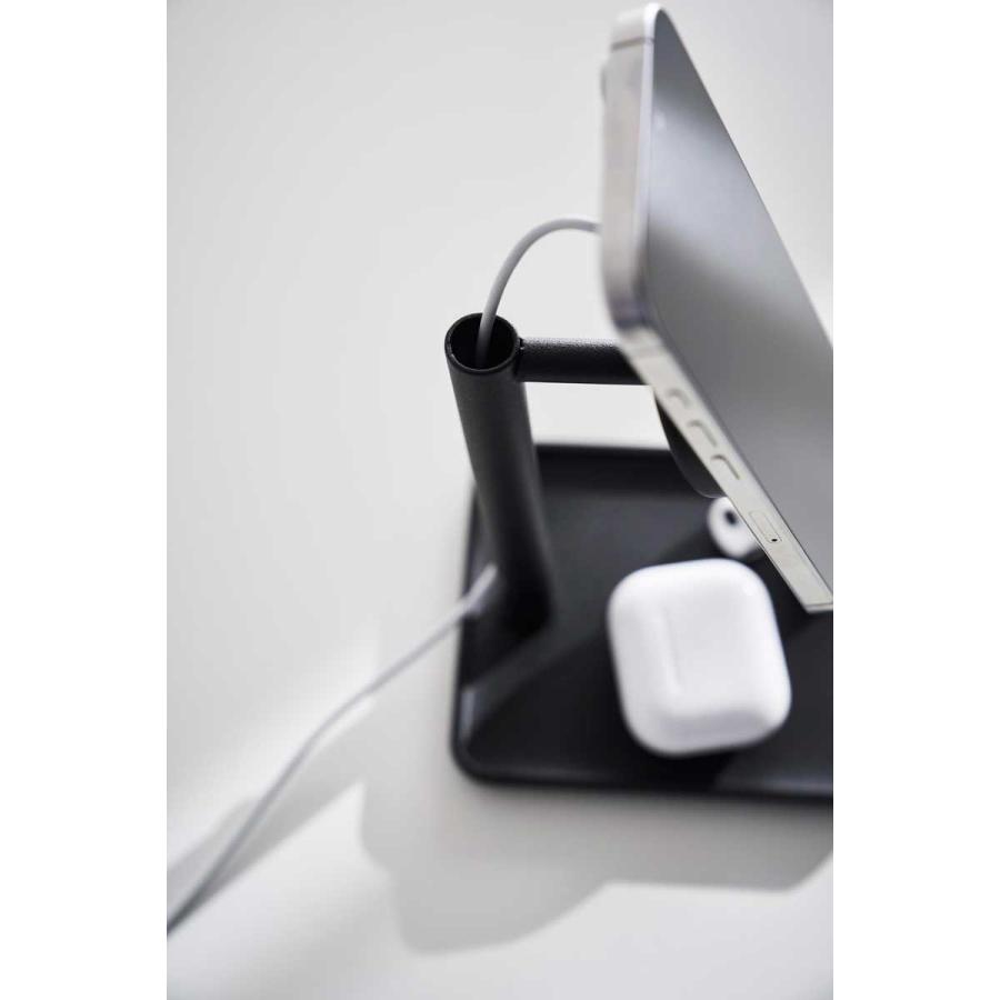 スマホスタンド tower タワー トレー付きスマートフォン充電スタンド マグネット式ワイヤレス充電器用 スマートフォン用スタンド 山崎実業 10089 ブラック | tower | 05