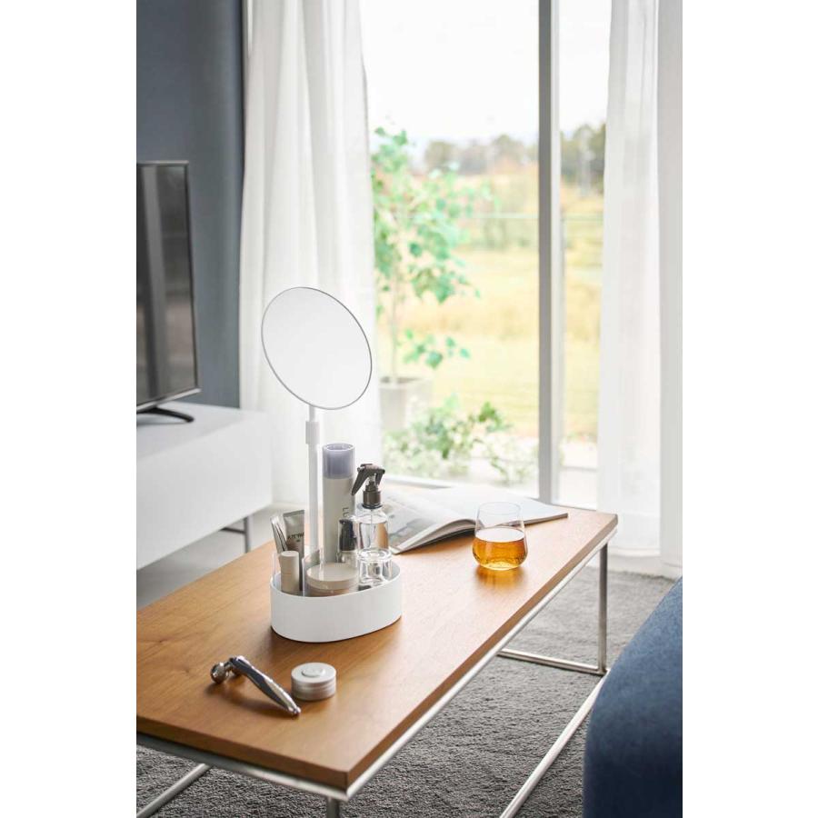 化粧鏡 tower タワー 高さと角度が調節できる収納付きスタンドミラー 高さ調節 角度調節 大きめミラー メイクアップミラー 山崎実業 正規品 10418 ホワイト | tower | 03