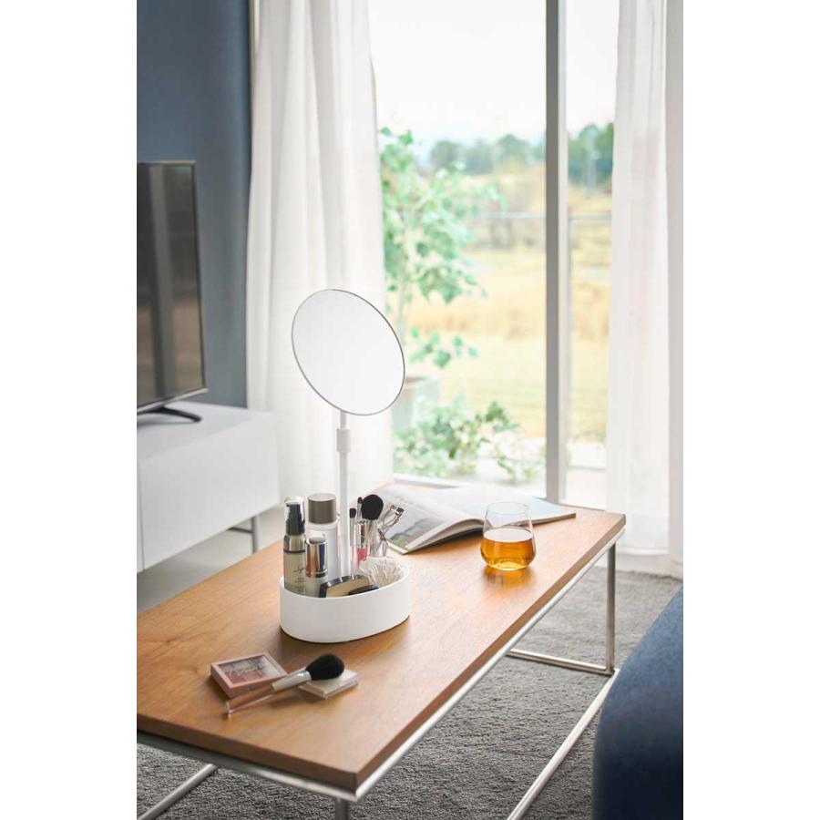 化粧鏡 tower タワー 高さと角度が調節できる収納付きスタンドミラー 高さ調節 角度調節 大きめミラー メイクアップミラー 山崎実業 正規品 10418 ホワイト | tower | 04