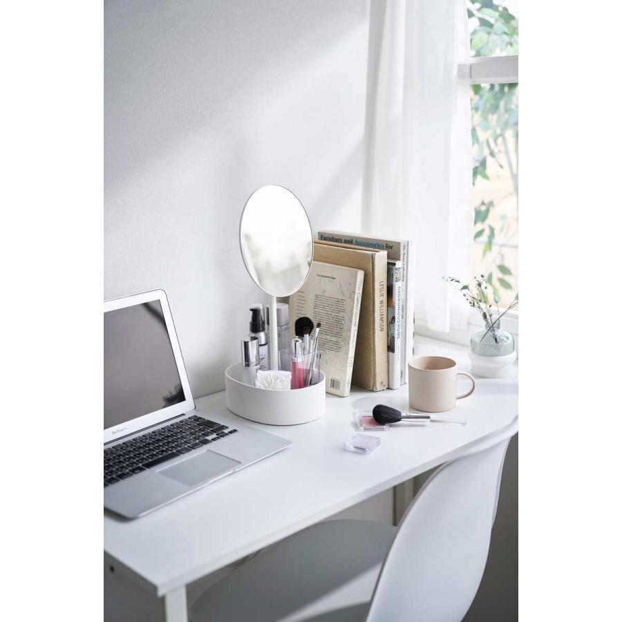 化粧鏡 tower タワー 高さと角度が調節できる収納付きスタンドミラー 高さ調節 角度調節 大きめミラー メイクアップミラー 山崎実業 正規品 10418 ホワイト | tower | 06