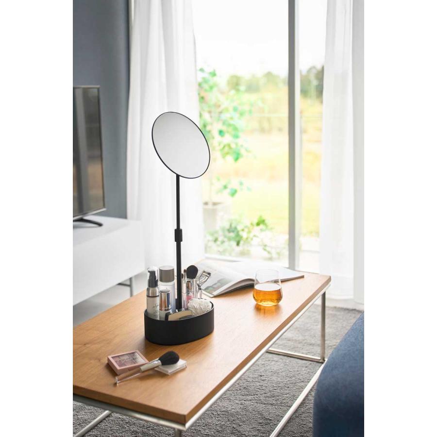 化粧鏡 tower タワー 高さと角度が調節できる収納付きスタンドミラー 高さ調節 角度調節 大きめミラー メイクアップミラー 山崎実業 正規品 10419 ブラック | tower | 02